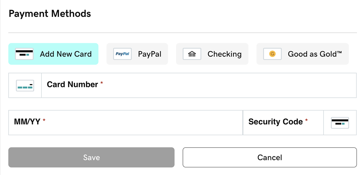 select new payment method
