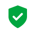 Una marca de verificación dentro de un escudo verde