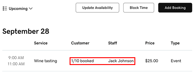 Staff member already booked