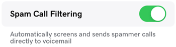Switch Spam Call Filtering on