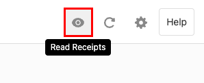 The Read Receipts button in the upper-right corner of the Inbox highlighted.