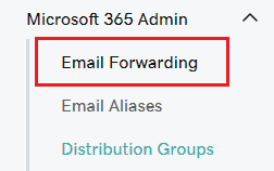 Select Email Forwarding on the leftmost side