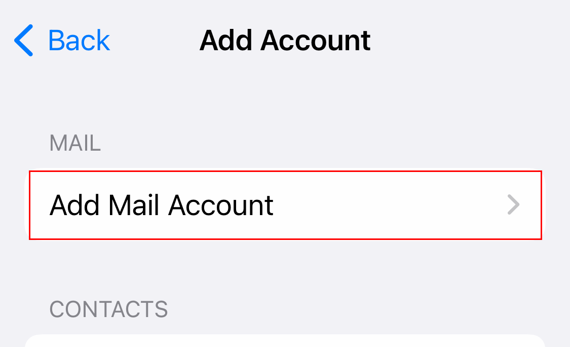 Tap Add Mail Account