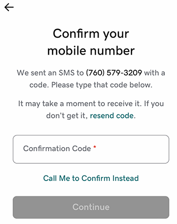 Confirm mobile number