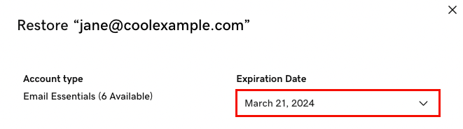 The Expiration date field highlighted as an example.