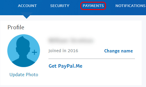 Select Payments tab