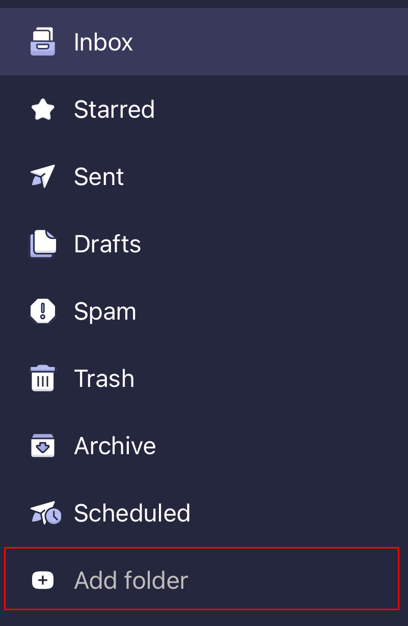An example of a list of folders with the Add folder button highlighted.