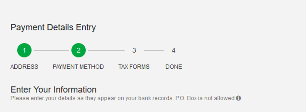 Payee account with 2 of 4 green circles