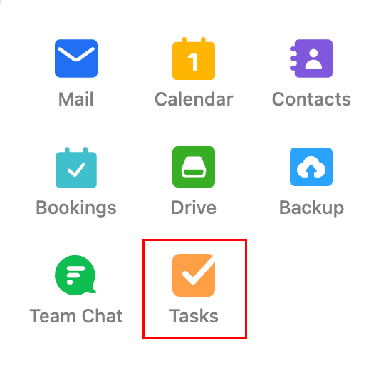 The Switch apps menu with Tasks highlighted.