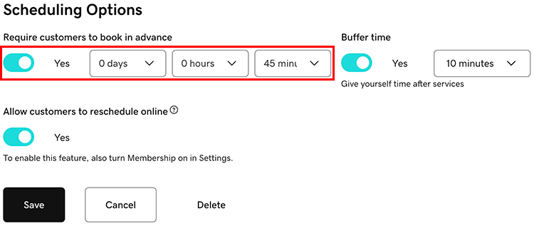 Require booking in advance