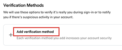 select add verification method