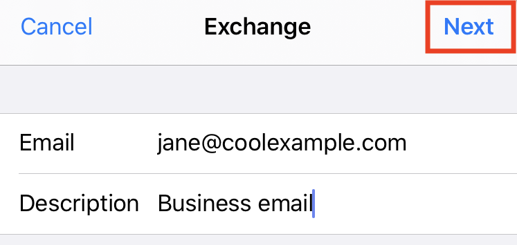 Enter email, company description, and tap Next