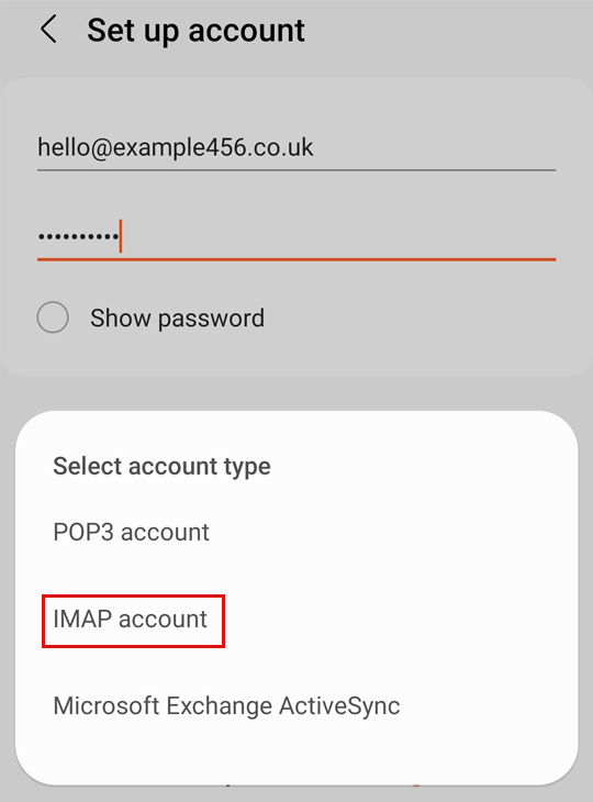 IMAP Account Selection