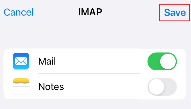 simpan pengaturan mail iphone/ipad