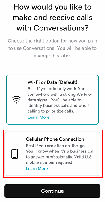 Select Cellular Phone Connection