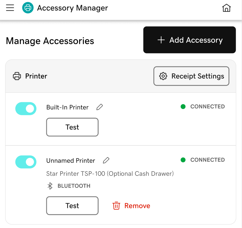 Screenshot of the Accessory Manager options