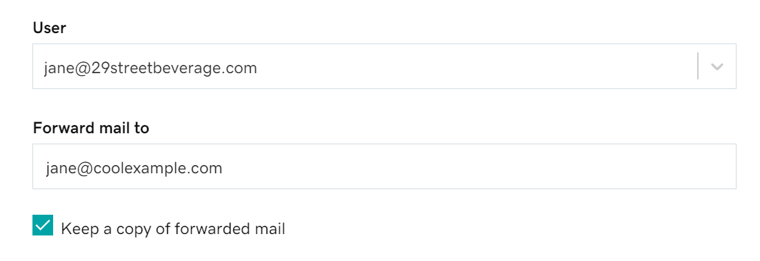 「保留轉寄郵件複本」核取方塊