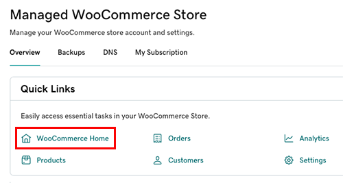 select woocommerce home