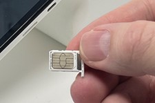 Photograph of the gold contacts on a SIM card