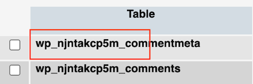 une image montrant comment identifier le préfixe de table