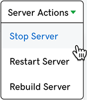 klik på stop server