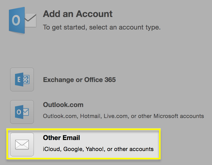 apple email settings for outlook 2016