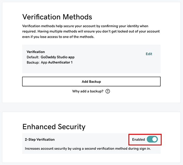 enable two step verification