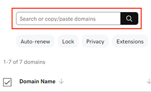 screenshot showing the domain search field