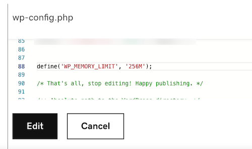 wp-config.php increase WordPress memory limit