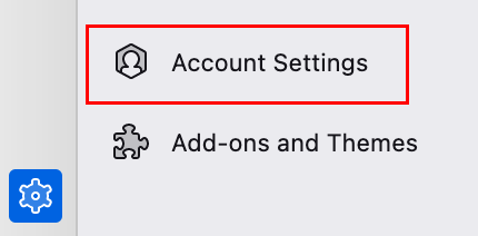 account settings highlighted