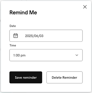 Update or delete a reminder