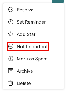 Mark not important from within the web inbox