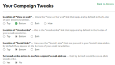Määritä Campaign Tweaks -toiminto