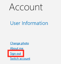 Select Sign out under User Information