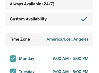 Set custom availability hours