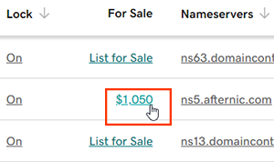 screenshot of list price selected