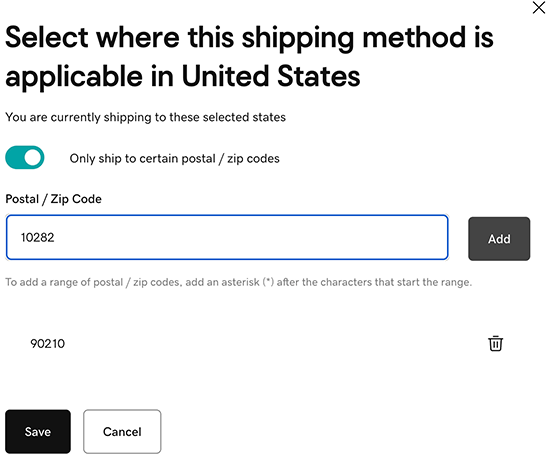 Select countries where you deliver