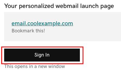 Sign in to launch personal webmail