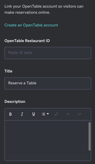 personalizar as configurações de reserva