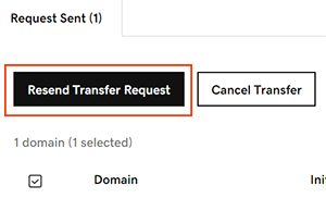select resend transfer request button