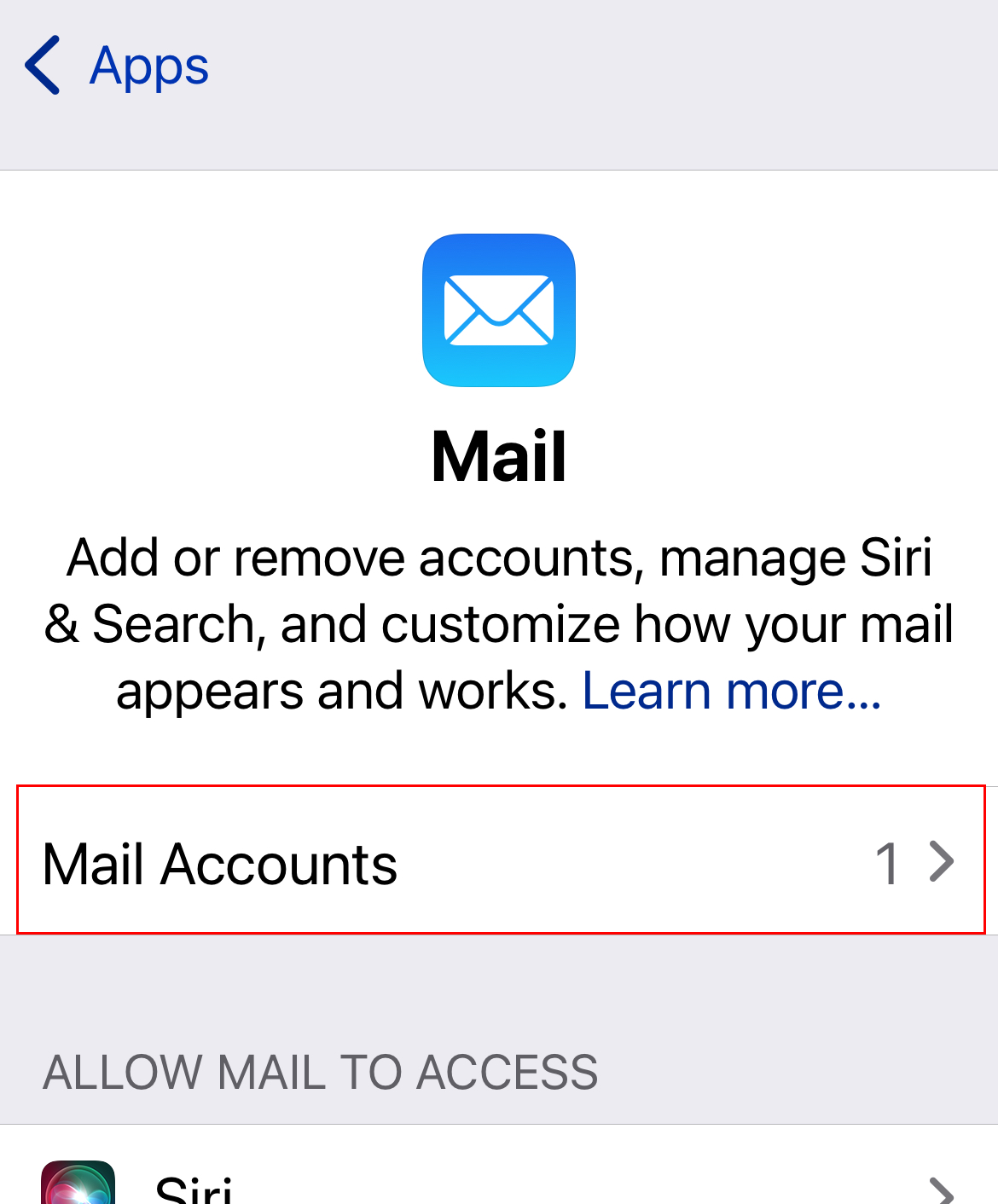 The Mail Accounts button highlighted.