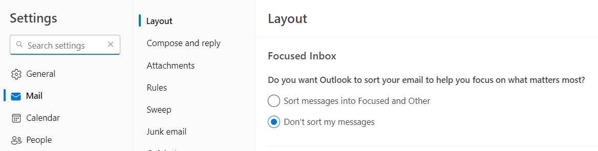 Focused inbox in OWA