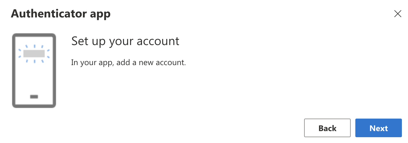 De Authenticator -app waarin de gebruiker wordt gevraagd om een nieuw account toe te voegen aan de authenticator -app.