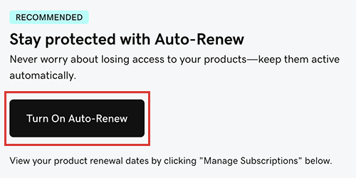 select turn on auto-renew for all my products