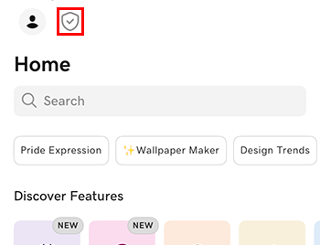 GoDaddy Studio app home screen showing authenticator badge