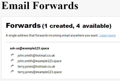 View list of email forwarders