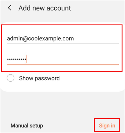 Angiv e-mailadresse og adgangskode, og tryk på Log ind