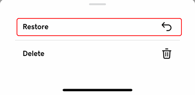 Long swipe restore