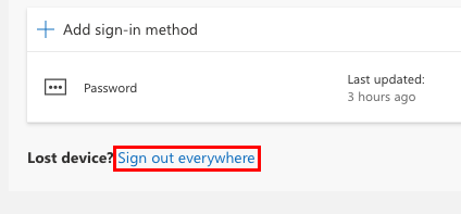 The Sign out everywhere button highlighted.