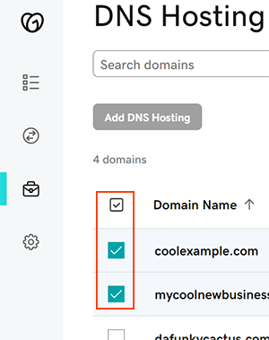 tangkapan layar dari beberapa domain yang dipilih